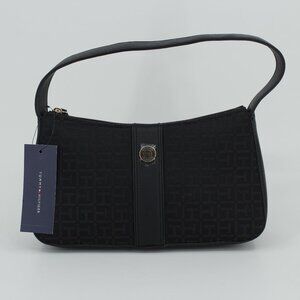 Tommy Hilfiger Black Monogram Jacquard Baguette Shoulder Bag - NWT
